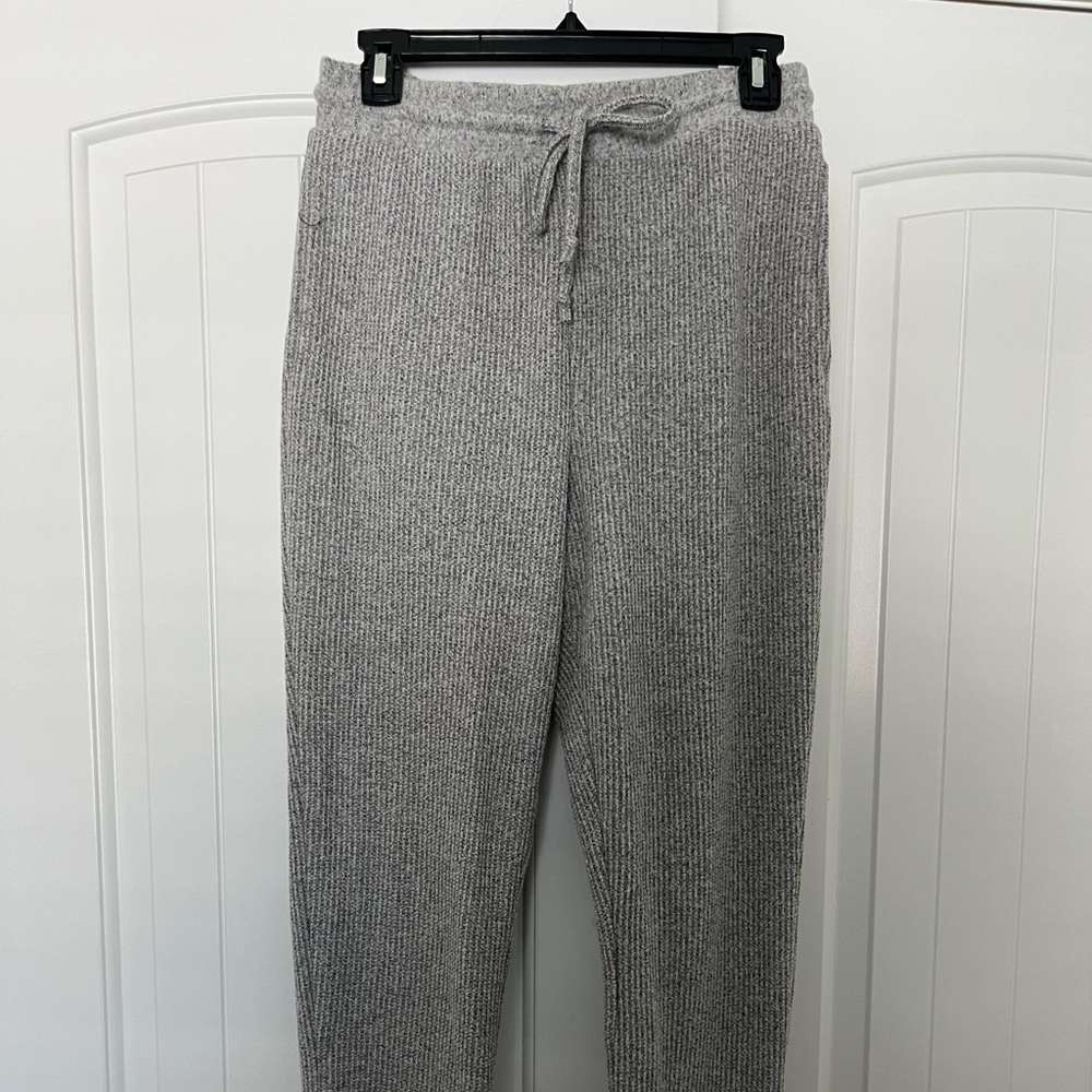 Carly Jean Los Angeles gray waffle joggers.
